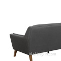 Ruang Tamu Tiga Kursi Abu-abu Kain Rekreasi Sofa Dengan Kayu Solid Kaki